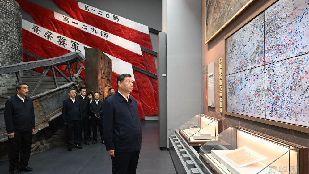 新华图讯｜习近平在山西阳泉市向抗战烈士敬献花篮并参观百团大战纪念馆