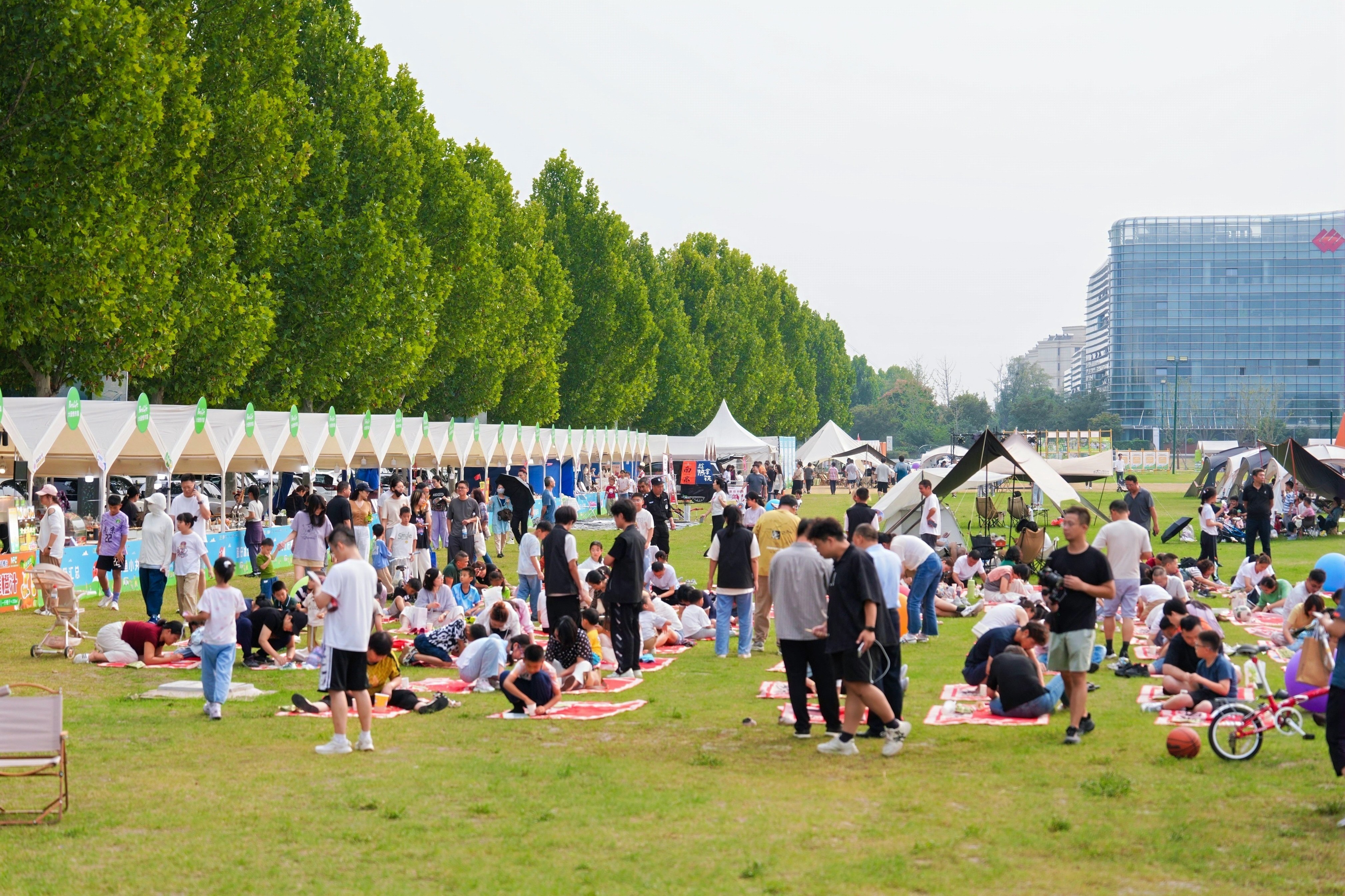 第23届南京帐篷大会暨2025都市圈户外运动嘉年华上,游客们惬意地享受露营生活。受访者供图